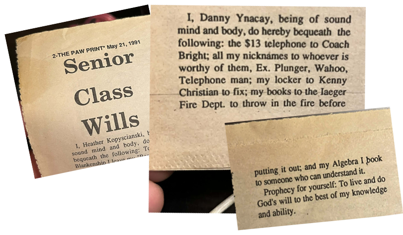 Archive image for Senior Class Wills - The Paw Print